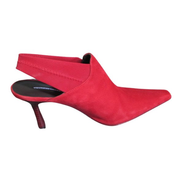 Donald J. Pliner Red Suede Sling Back Shoes - Picture 3 of 6